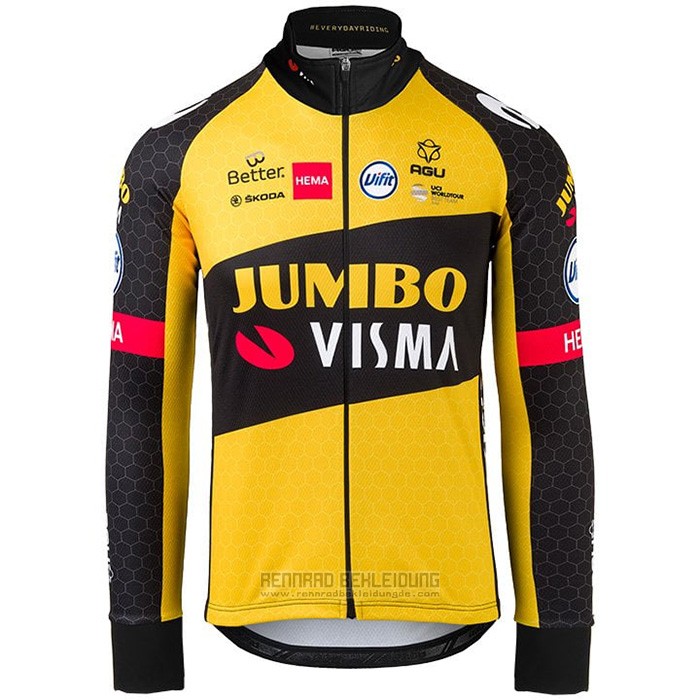 2021 Fahrradbekleidung Jumbo Visma Shwarz Gelb Trikot Langarm und Tragerhose